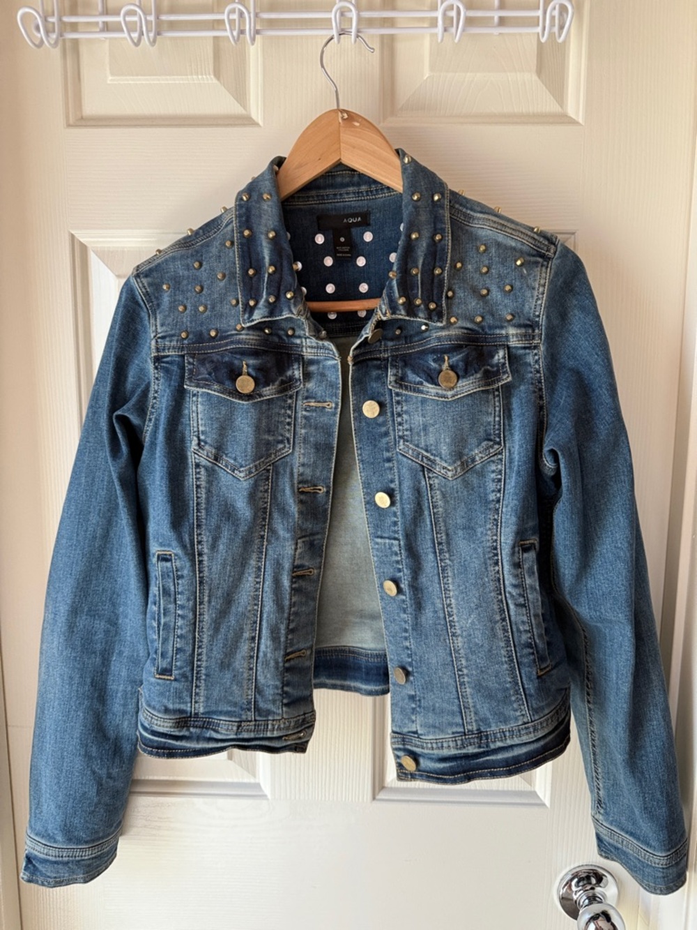 Aqua Studded Blue Denim Jacket